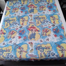 Hasbro Transformers Vintage 1984 Twin Flat Bed Sheet Autobots G1 Bedding *FLAW*