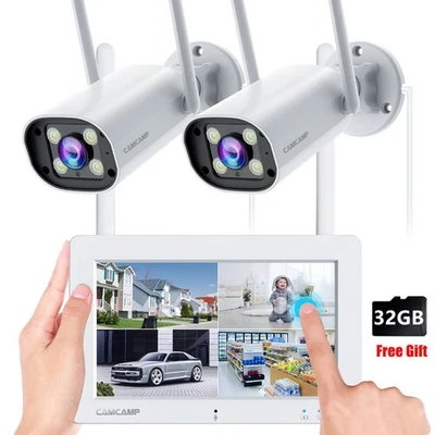 Campark 2PACK 2K 3MP Wireless Security Camera System with 7" Touchscreen Monitor