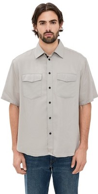NWT $ 238 Rag & Bone Matthew 2 Pocket SS Shirt In Elephant Grey Size:Large