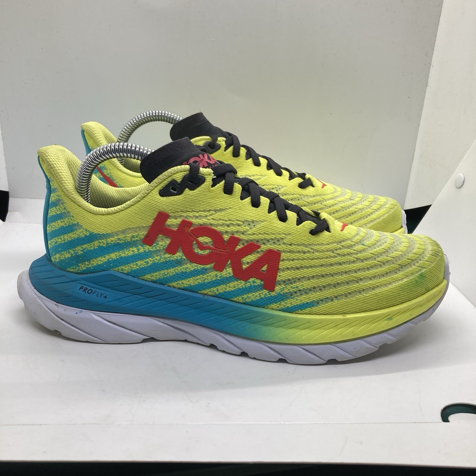Hoka One One Mach 5 Shoes Womens 8B Yellow Blue Running Sneakers PROFLY Athletic thumbnail 4