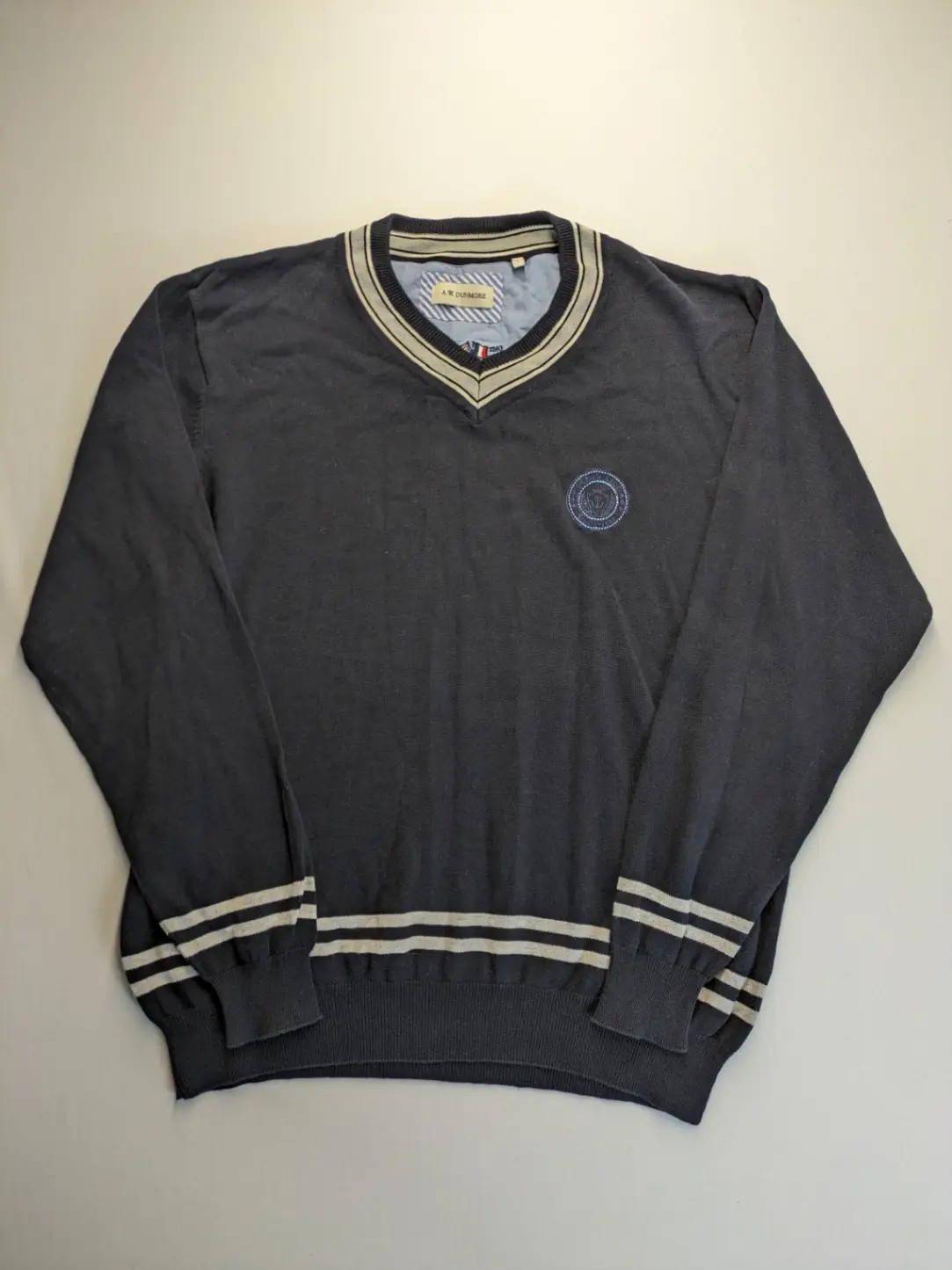A.W. Dunmore Herren Pullover Sweater L Blau V-Ausschnitt Langarm 2368 image 3