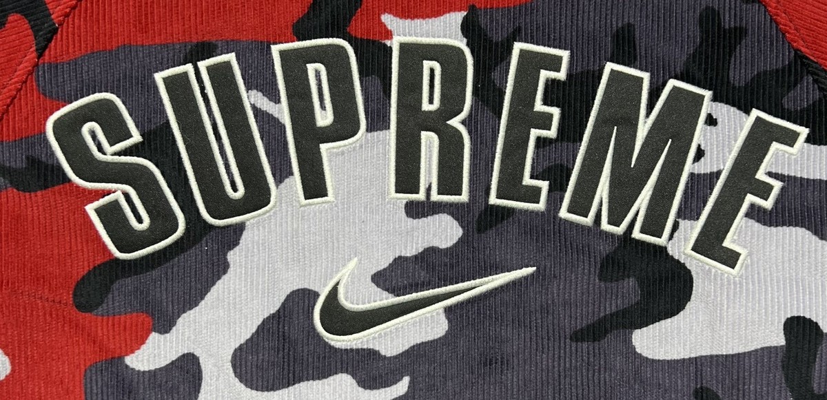 Supreme Nike Arc Corduroy Hooded Jacket SS22 Red Camo Medium Brand