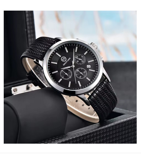 Montre quartz homme MAOYUAN montre bracelet cuir noir montre analogique classique