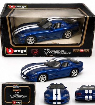 Bburago Diamond 118 1:18 Dodge Viper GTS Coupe 1993 Blue/White Diecast w/ Case
