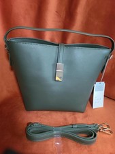 A New Day Green Shoulder Bag Gold Hardware Buckle Accent Detachable Crossbody