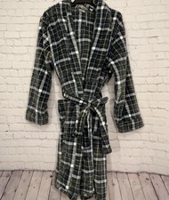 L.L. Bean Robe Mens XL Gray Plaid Wicked Plush Belted Sleepwear NEW 120