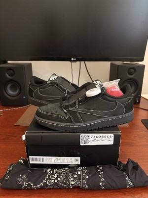 Size 5.5M/7W Jordan 1 Low OG Travis Scott Black Phantom DM7866 001 Box Wear