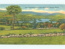Linen LAKE SCENE Norway - Near Bethel & Lewiston Maine ME f/01 AE4535
