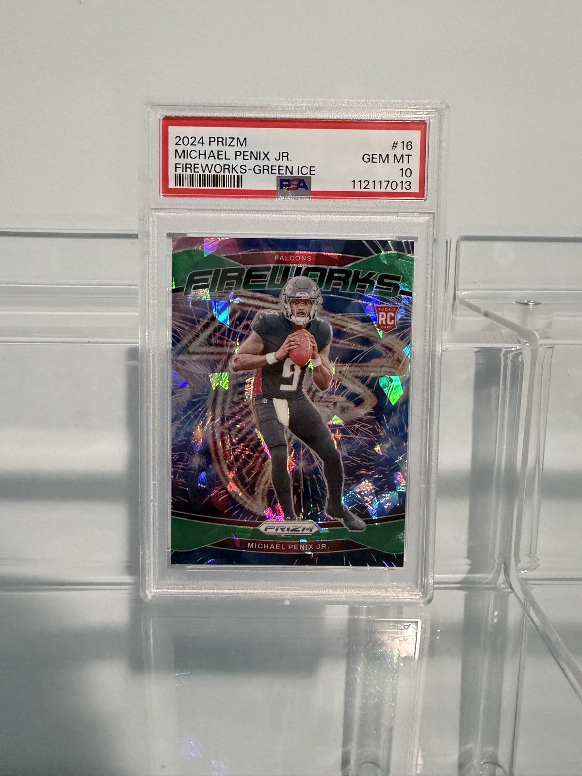 2024 Panini Prizm - Fireworks Michael Penix Jr. #16 Green Ice Prizm (RC) PSA 10