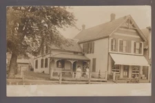La Motte IOWA RPPC 1909 GENERAL STORE nr Dubuque Bellevue TOBACCO CIGARS WINES