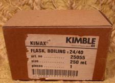 NIB OS Kimble Kimax USA clear glass 250ml boiling flask (no stopper)
