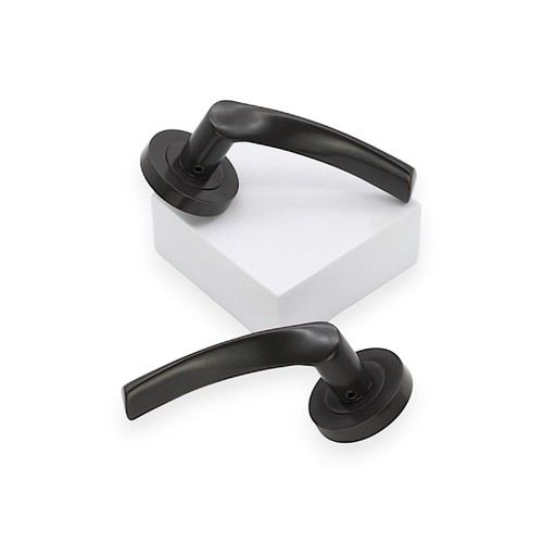 Door Handles 5 Pairs of Twisted Lever on Round Rose Internal Set Gun Metal Grey - Picture 10 of 12