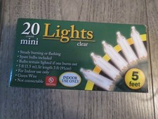 20 Clear Mini Lights Christmas Lights Indoor Use Only, NIB