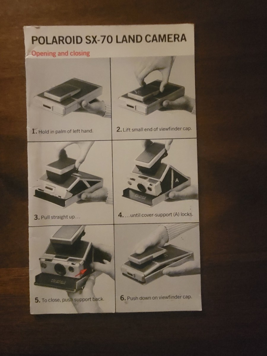 Polaroid SX-70 Land Camera Original Operating User Manual Opening Closing