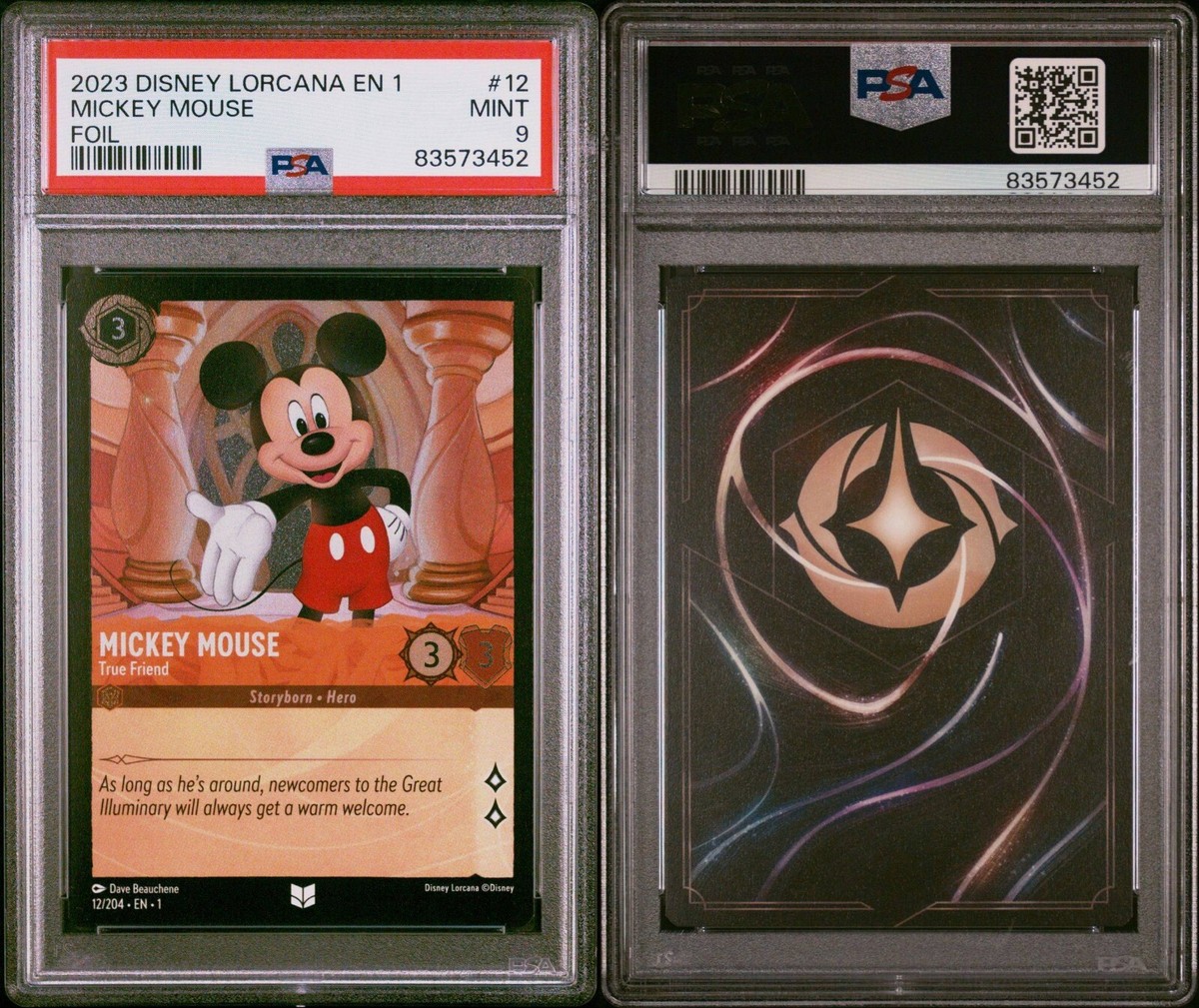 Disney Lorcana MICKEY MOUSE True Friend 12/204 *FOIL* Uncommon PSA