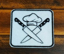 Chef Logo Patch Iron-On Chef Logo Embroidered Applique Knives Chef Hat Kitchen