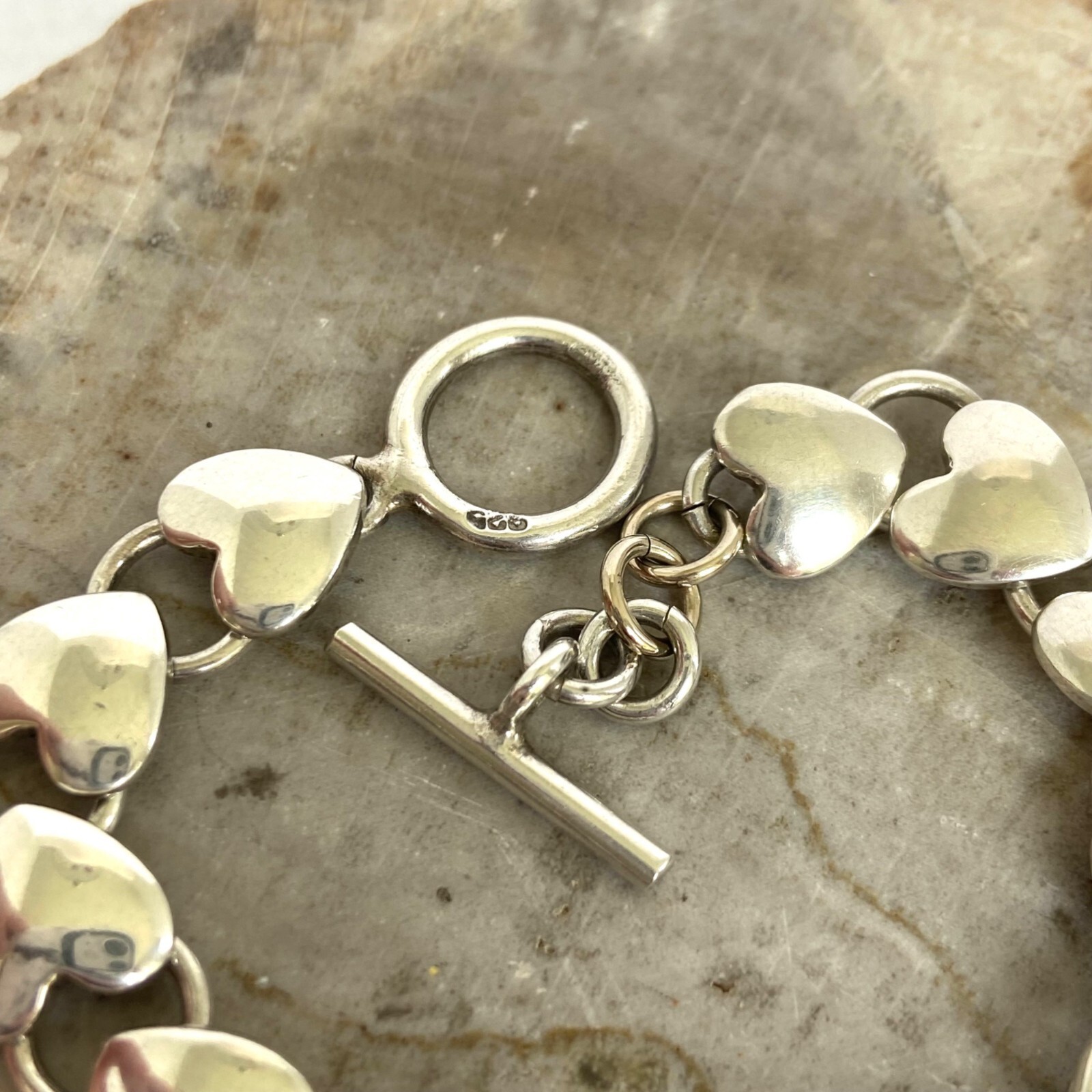 Solid Sterling Silver 925 Stacking Heart Link Tog… - image 8