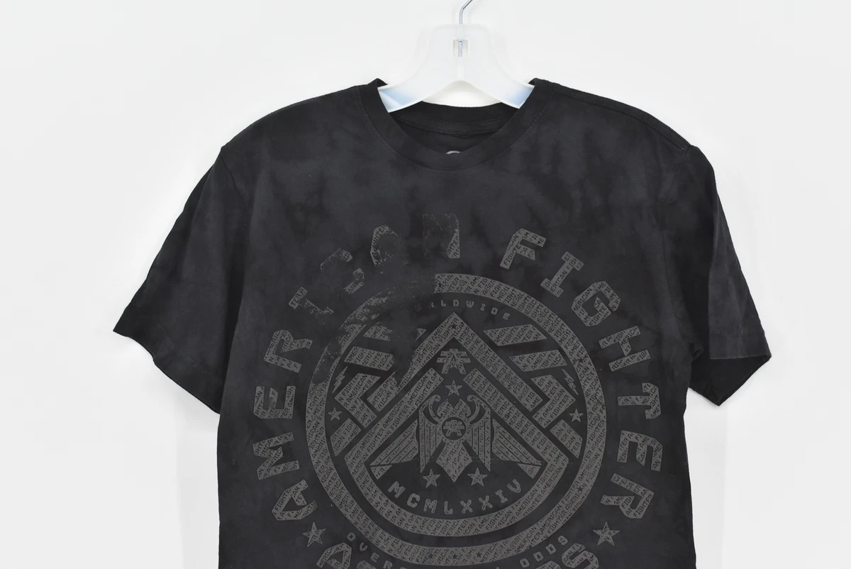 Mens American Fighter Overcome All Odds Graphic T shirt Black M