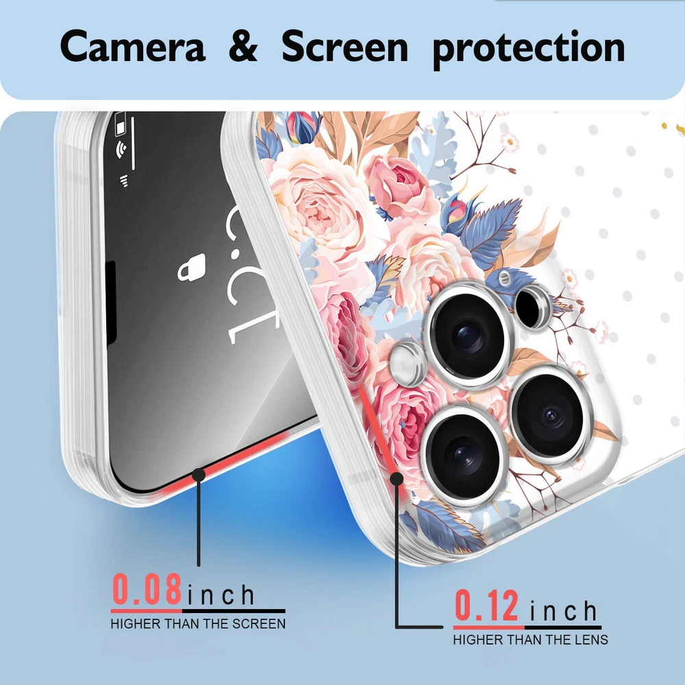 Floral TPU Phone Case for iPhone 15 16 Plus 14 13 12 11 XS Pro Max