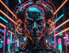 Digital AI Art Photo Futuristic Neon Cyberpunk Portrait Desktop Wallpaper