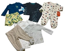 Baby Boy Clothes Lot Mixed Brands Sz 0/3M Lot Of 8pcs Sleeper Outfits Swimsuit