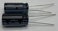 Pack of 2, Nichicon UVZ2D220MPD electrolytic capacitor radial lead 22uf/200V