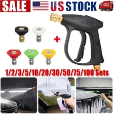 1/4" High Pressure Washer Gun 4000 PSI Car Wash Foam Spray Short Wand w/5 Nozzle