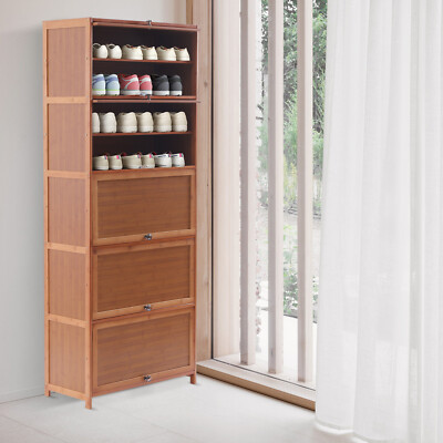 10 Tier Bamboo Shoe Rack Shoe Case Book Shelf Shoecase Bookcase Storage Cabinet