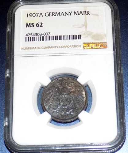 GERMAN EMPIRE 1907A GERMANY MARK NGC MS62 MS 62 Certified Uncirculated Coin 