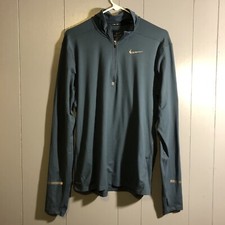 Nike Dri-Fit Jacket Mens Medium Blue Long Sleeve 1/4 Zip Polyester Logo Running