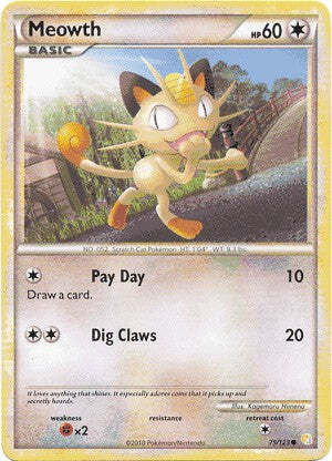 Pokemon HeartGold SoulSilver Card 75/123 Meowth
