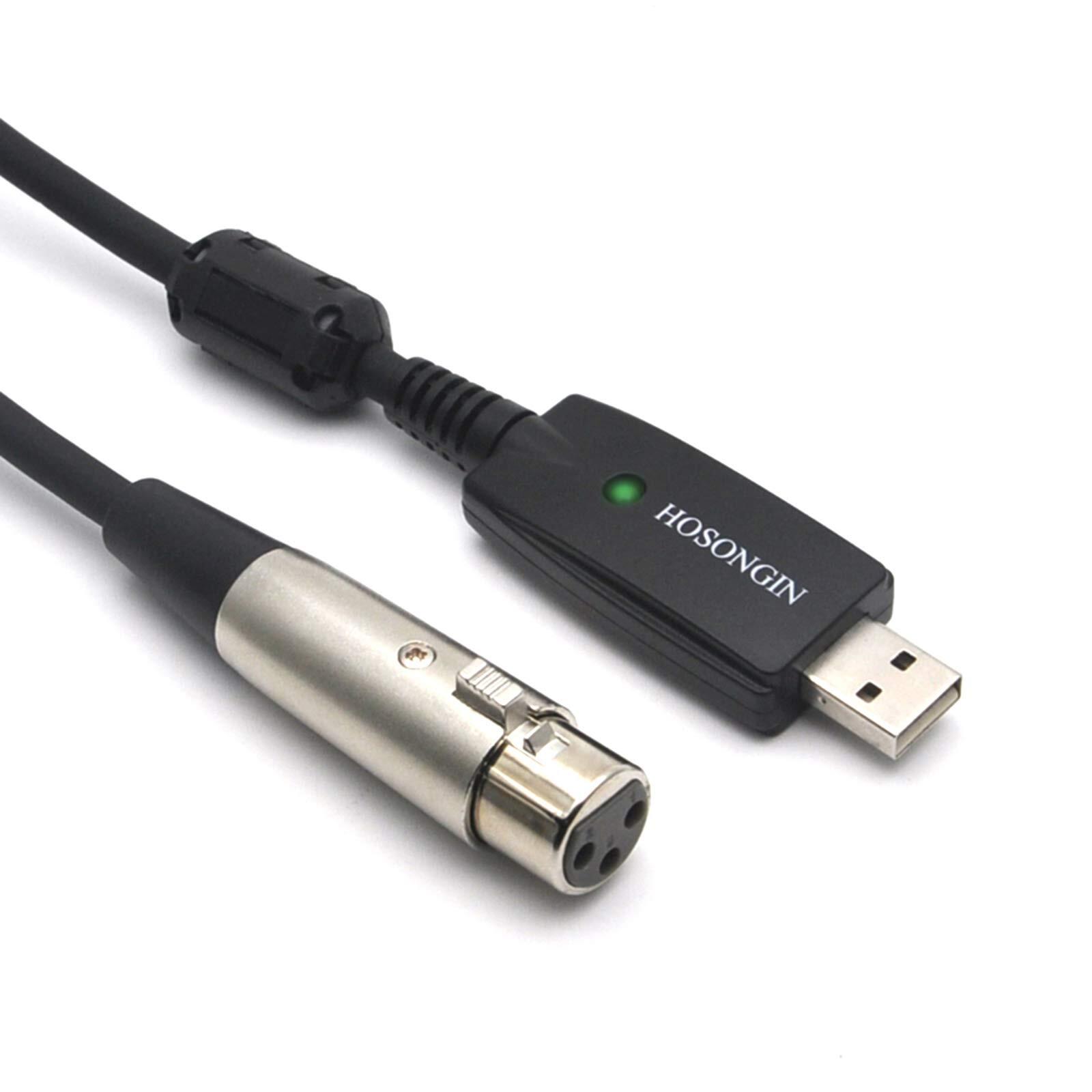 USB Audio Adapter with 48V Phantom Power for Condenser Mics 3.3ft Cable