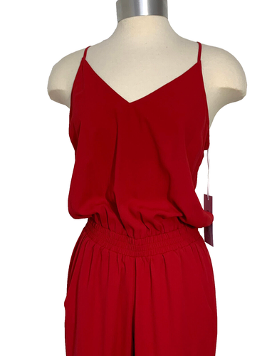 Amanda Uprichard NWT Red Posh Wide Leg Jumpsuit With Slit Size P/XS - Picture 7 of 13