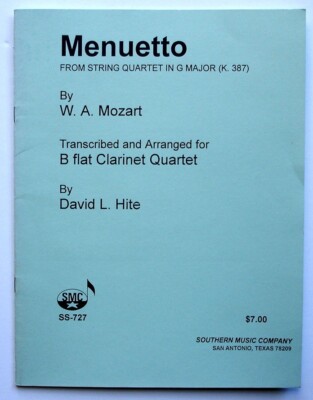 Menuetto from String Quartet in G Major for B flat Clarinet, Mozart / David Hite