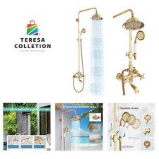 Antique Brass Shower System Bathroom Shower Faucet Set with 8 Inch Shower Hea...