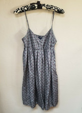 Gap Womens Floral 100% Silk Empire Waist Babydoll Boho Dress Size 2 Gray Purple