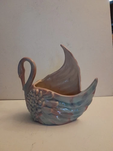 ViNTaGe ROYAL HAEGER PiNK ~ Blue ArT DeCo Swan Figurine Sculpture Planter ~ Vase