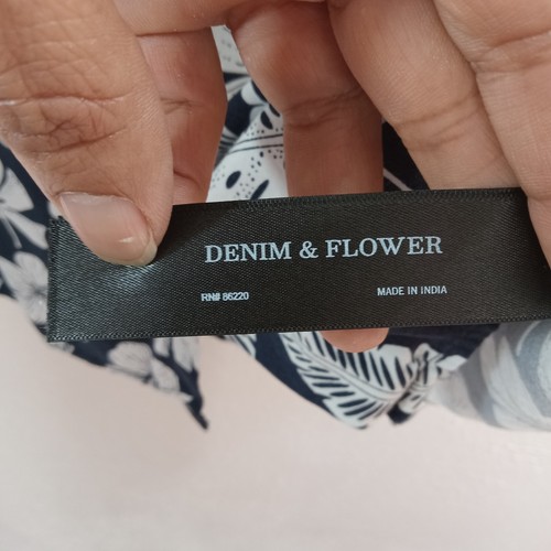 Denim & Flower Ricky Singh Herren blau weiß Hawaii Palmen Blumen Hemd Größe XL - Bild 5 von 8