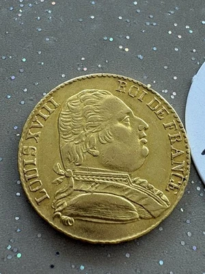 PIECE OR 20 FRANCS NAPOLEON LOUIS  XVIII 1815 R - Photo 1/3
