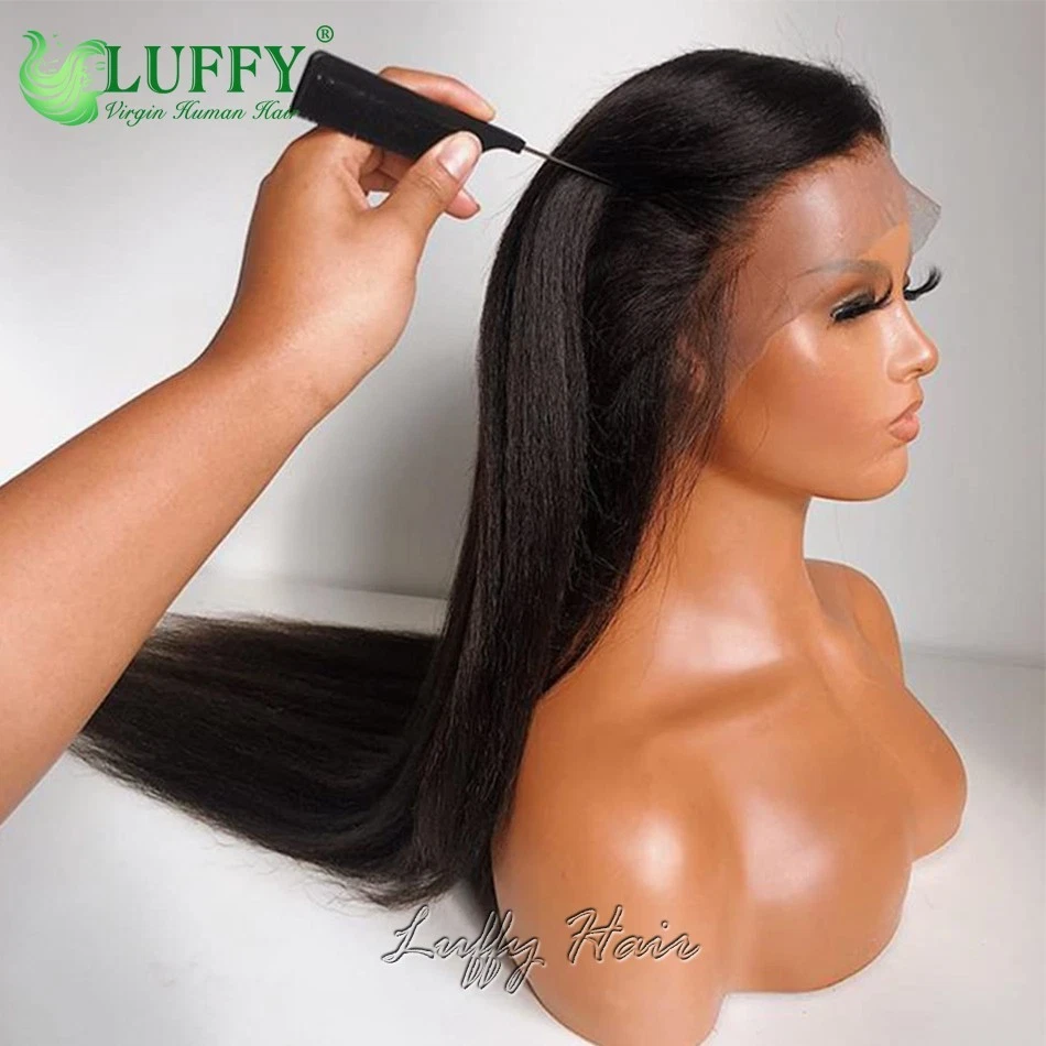 Pre Plucked Indian Human Hair Wig Light Yaki 13*6 Lace Front Wigs With Baby Hair - Image 3 of 4