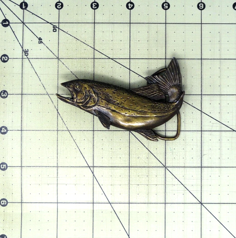 Trucha Salmón Hebilla Cinturón 3D Pescador Deportista Vaquero De Colección Años 70 Bergamota .GMP598 Foto 3 de 4