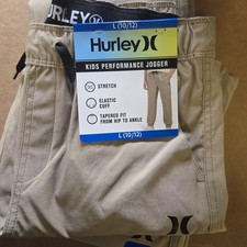 Hurley Kids Performance Joggers, Khaki, Size L 10-12, NWT