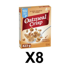 Oatmeal Crisp Honey Crunch Breakfast Cereal 423g Whole Grain Fibre Pack 8 Packs