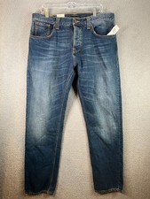 Nudie Jeans Mens 38x34 Blue Denim Steady Eddie 100% Organic Cotton Button Fly