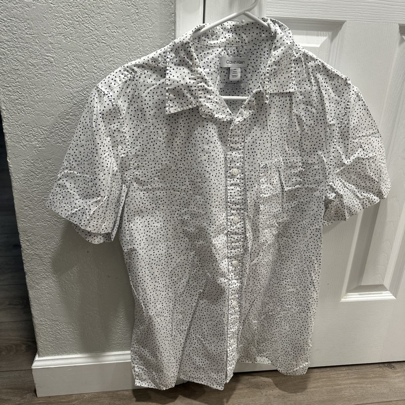 Calvin Klein Men's Short Sleeve Shirt Button Down, Size Large, 100% Cotton