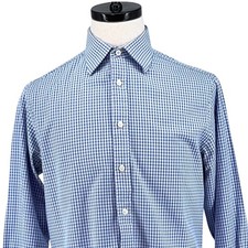 Charles Tyrwhitt Men's Slim Fit Blue Gingham Dress Shirt 15.5/33in Jermyn Street