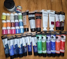 Lg Art Supplies LOT- Acrylic Paints  Pigments- Daler  Rowney,Liquitex  others