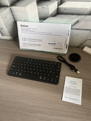 Qulose Bluetooth Wireless Keyboard, Wiederaufladbar USB-C mit Media Hotkeys, Slim