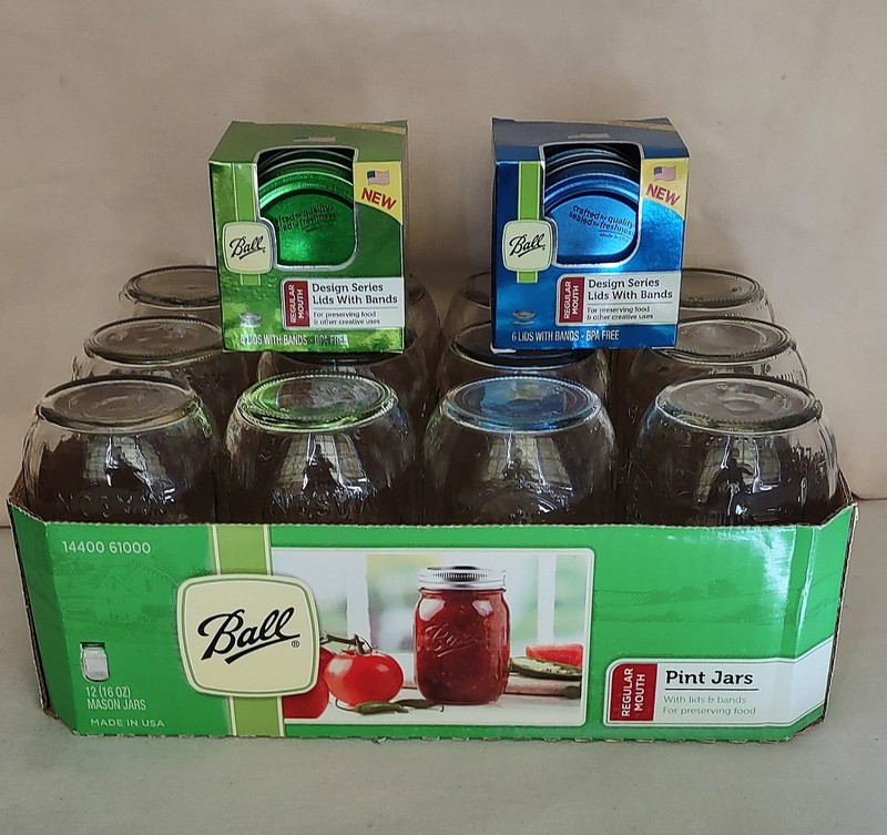 12 Canning Jars 16 oz PINT Regular Mouth Ball Mason Lids, etc Discount Available