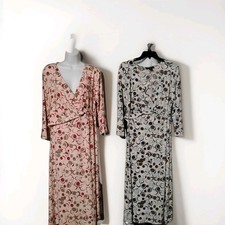 (2) Chadwick's Collection Midi Dresses Faux Wrap Geometric 03-0869-2 Size 12